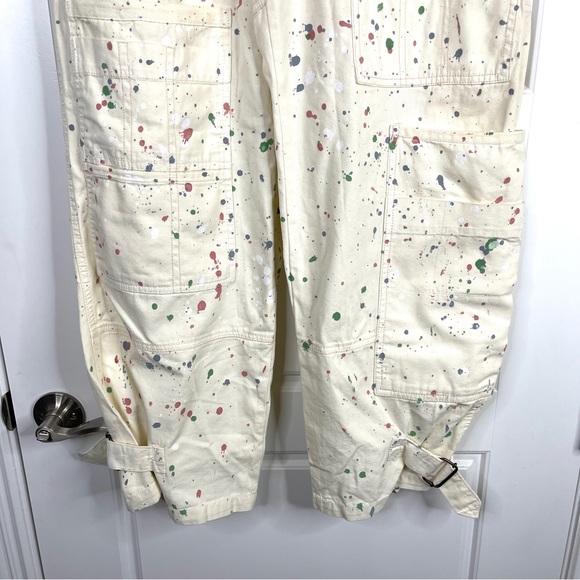 FREE PEOPLE Painter Pants NEW Size 6 Ecru Splatter NEW With Tag - Picture 5 of 15